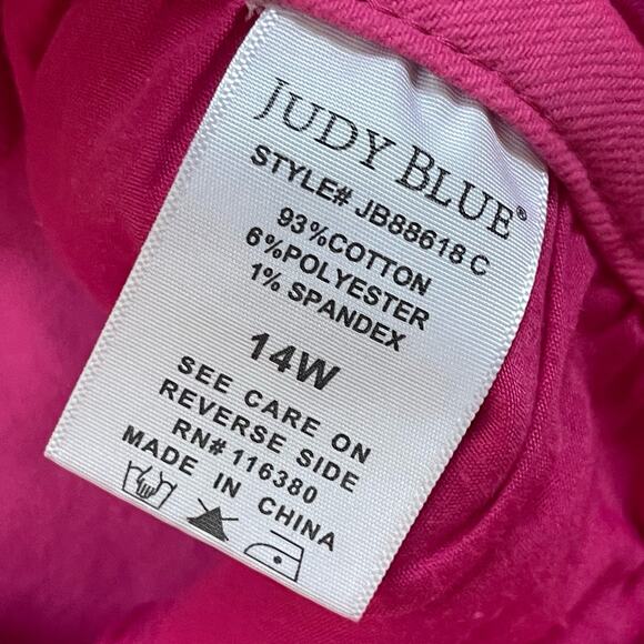 JUDY BLUE HOT PINK FRAYED FLARE JEAN Women’s size 14 - Picture 7 of 8